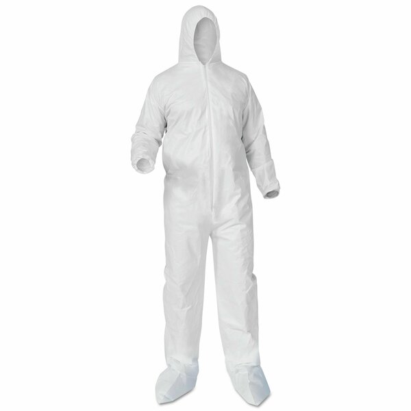 Kleenguard A35 Liquid and Particle Protection Coveralls, Hood/Boots, Elastic Wrists/Ankles, Small, White, 25PK 38947